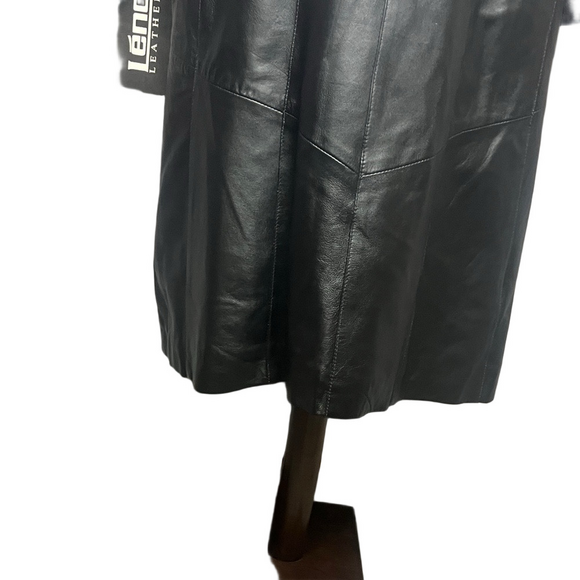 Léno Classic Black Leather Full Length Coat - Picture 6 of 17